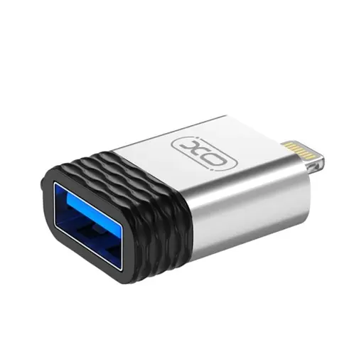 Адаптер переходник XO NB186 Lightning to USB OTG серебристый - фото 1