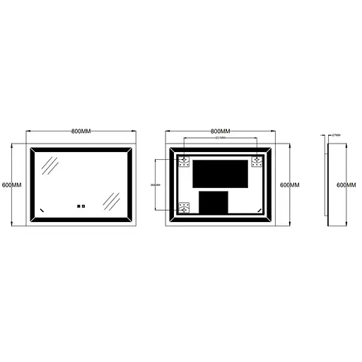 Дзеркало Zerix Kubix MR04-80x60-Reverse з LED Touch, Anti-fog, димером, регулятором яскравості ZX6054 - фото 6