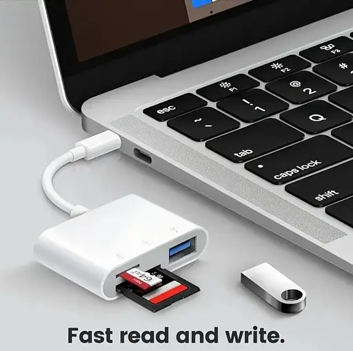 Універсальний кардридер 3-в-1 (SD/TF/CF) з Type-C і USB-портами, OTG-адаптер для телефонів, ноутбуків та ін. - фото 9