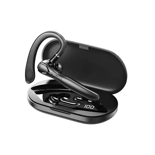 Bluetooth гарнітура I33 з мікрофоном водонепроникним корпусом шумозаглушенням і кнопками управління Чорний