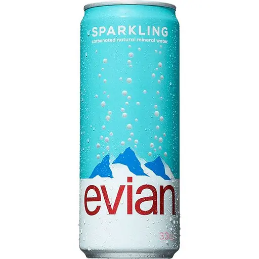 Вода минеральная Evian газированная ж/б 0.33 л