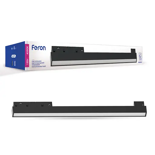 Светодиодный магнитный трековый светильник Feron MGN302 18Вт 4000K черный - фото 1