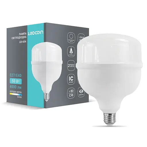 Світлодіодна лампа Ledcoin LB-654 50 Вт Е27-E40 6400K - фото 1