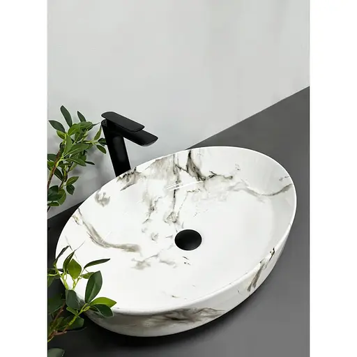 Умивальник VBI Udine carrara shiny gloss накладний VBI-012101, Мармур - фото 1