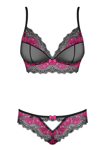 Комплект білизни Obsessive Tulia XS/S (чорний) - фото 7