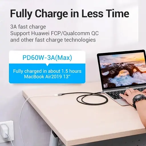 Кабель подовжувач Vention Thunderbolt 3 — USB 3.1 Type-C M-F (60W 20V 3A) 4K 60HZ 1 метр - фото 7