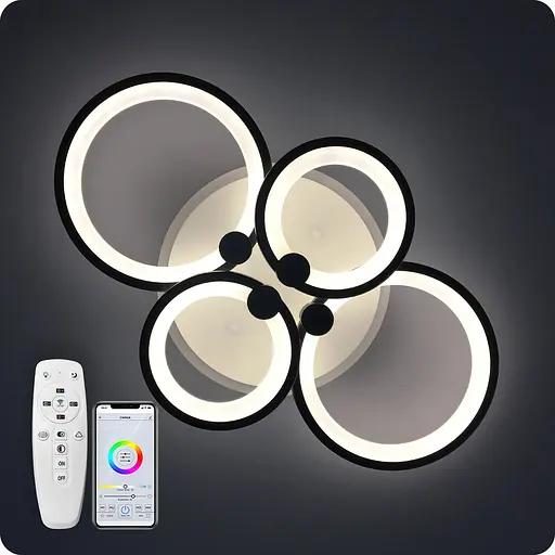 Люстра світлодіодна 517 Dlight 3color з пультом 100Вт Чорний (01921) - фото 1