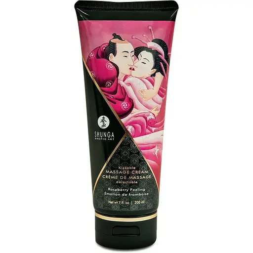 Съедобный массажный крем Shunga Kissable Massage Cream - Raspberry Feeling (200 мл)