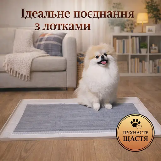 Пелюшки для собак Пухнасте Щастя 90х60 см з бамбуковим вугіллям 20 шт. Чорні - фото 5