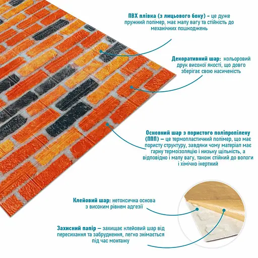 Самоклеящаяся 3D панель под бежево-коричневый катеринославский кирпич 20000x700x3мм SW-00002570- - фото 3