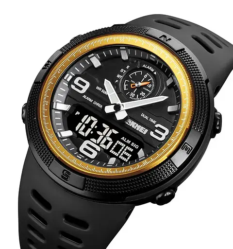 Чоловічий спортивний годинник Skmei 1655 (Чорний із золотом) - фото 3