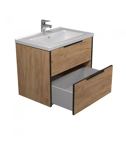 Тумба Мойдодир Line Craft 70 з умивальником Rodeo 70 дуб крафт/Чорний - фото 3