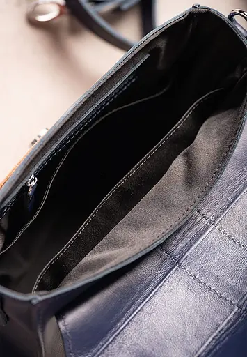 Женская кожаная сумка Ester сине-коричневая - фото 5