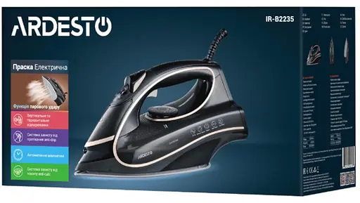 Гладильный паровой утюг ARDESTO IR-B2235 с керамическим покрытием подошвы 450мл 2400Вт Черный/Белый - фото 9