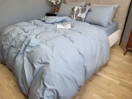 Комплект постельного белья Washed Cotton из вареного хлопка Серый Slate Gray - двуспальный - фото 1