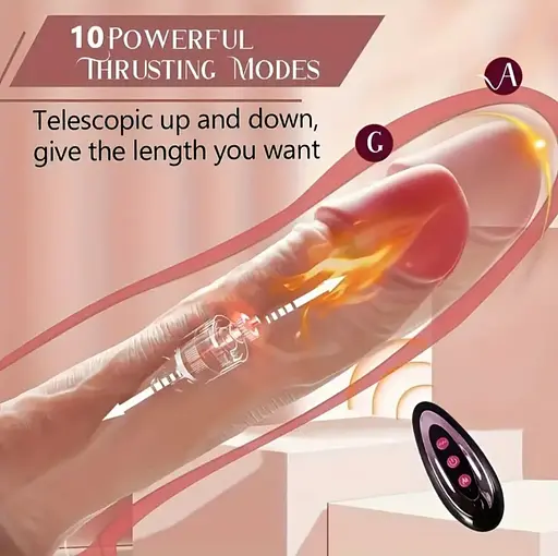 Реалістичний вібратор із підігрівом і телескопічним механізмом обертання, з пультом керування - фото 5