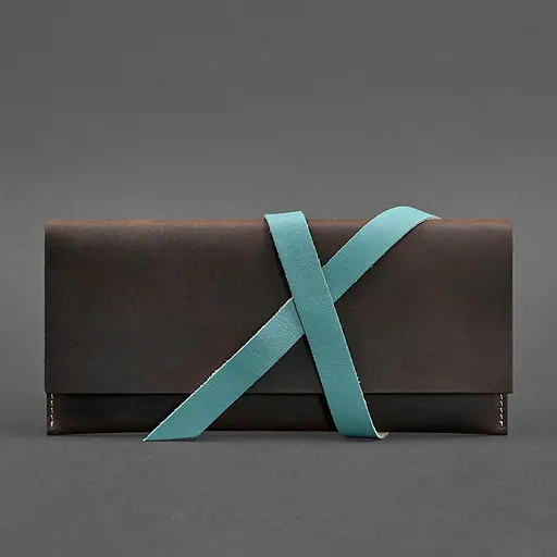 Кожаный женский тревел-кейс Voyager 1.0 темно-коричневый с бирюзовым. - фото 5