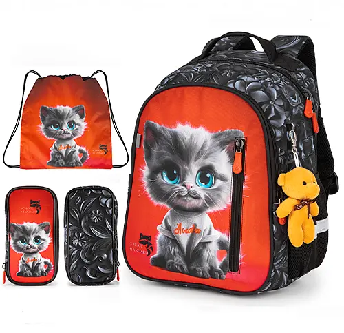 Ортопедичний рюкзак 3 в 1 з пеналом та мішком для дівчинки School Standard для початкової школи (Full 160-11)