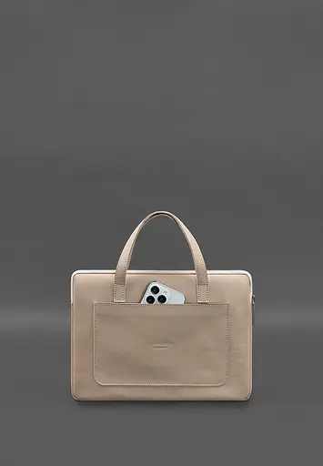 Шкіряний чохол BlankNote з ручками для ноутбука 13 дюйм Світло-бежевий - фото 3