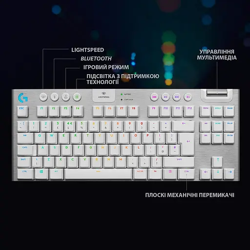 Клавіатура Logitech G915 TKL Lightspeed Wireless RGB Mechanical White (920-009664) [68413] - фото 3