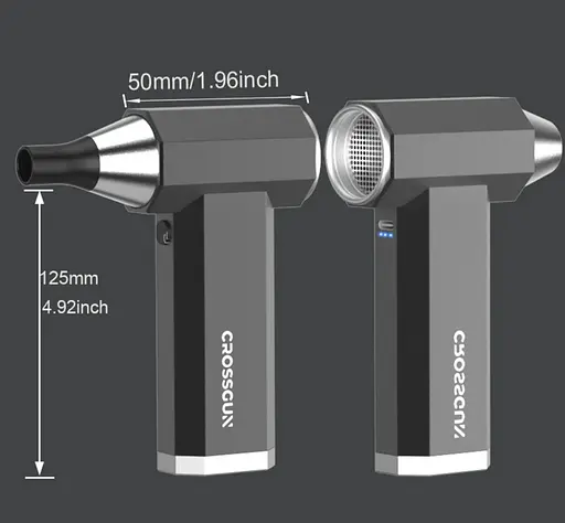 Мини-турбо вентилятор Crossgun 12V 1500мАч 120000об/мин для чистки ноутбуков (Черный) - фото 5