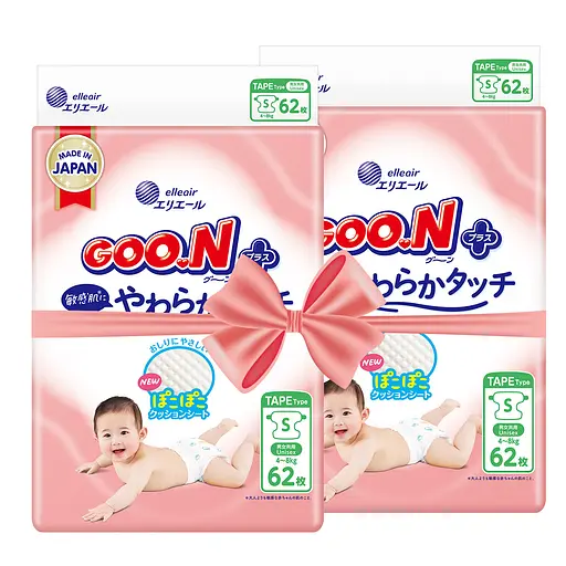 Подгузники GOO.N Plus для детей 4-8 кг размер S 124 шт. - фото 4