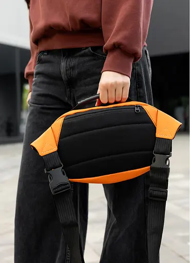 Сумка через плечо женская бананка Sambag Flex оранжевая 30×17×10 см (85351029) - фото 6