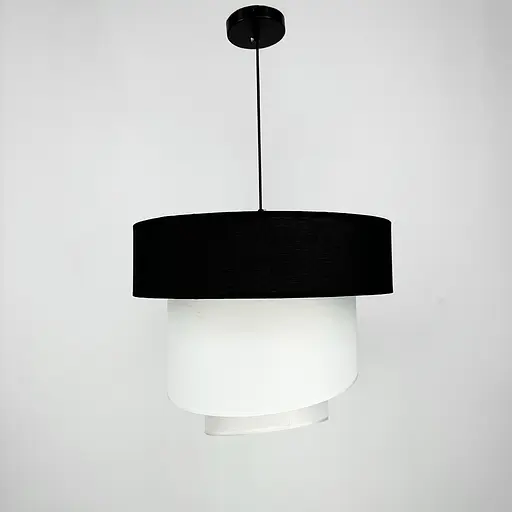 Дизайнерская люстра IONOS 1 с текстильным абажуром Line.F MJ 159-500 BK+WT+WT - фото 7