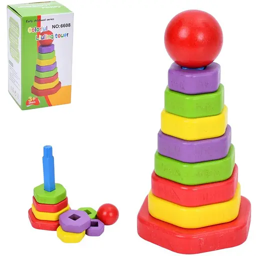 Деревянная игрушка "Пирамидка" 17 см, 7 колец MD0865