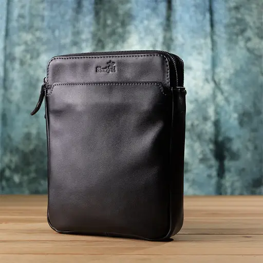 Красивая мужская сумка через плечо из гладкой натуральной кожи SHVIGEL 19,5х25х5 см sum0027438 - фото 9