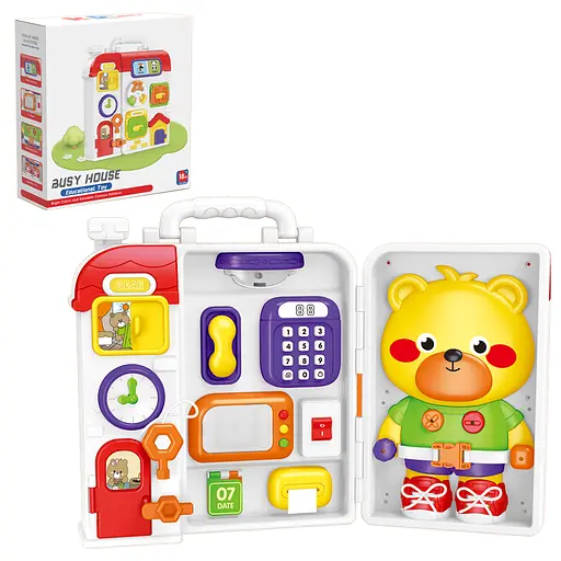 Гра бізіборд будиночок, 22х25х7 см, звук англійською та іспанською мовами, світло, телефон, замок, на батарейках (в асортименті)