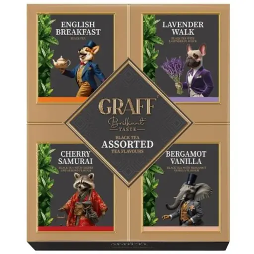 Чай чорний байховий Graff Асорті чайних смаків Graff 52.8 г (32 шт. X 1.65 г)
