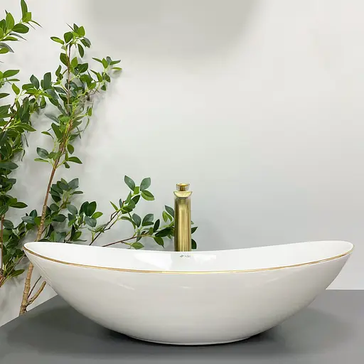 Умивальник VBI Turin white gold Edge накладний VBI-011508, Золотий - фото 4