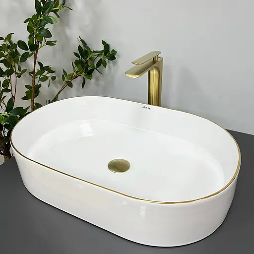 Умивальник VBI Verona 60 gold edge накладний VBI-011308, Золотий - фото 3