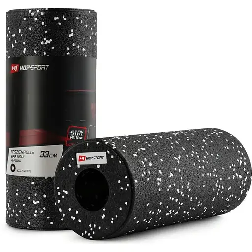 Роллер массажер (валик, ролик) Hop-Sport гладкий EPP 33см HS-P033YG черно-белый