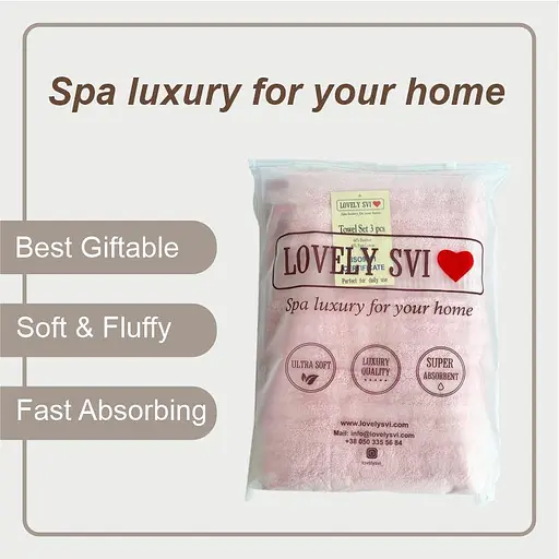 Набор полотенец Lovely Svi 3 шт.: 70 x 140 см, 50 x 90 см, 33 x 33 см Розовая Роза (701402) - фото 2