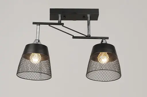 Люстра стельова VALESO K2324/2 на 2 плафони E27, Чорний+Хром, Метал