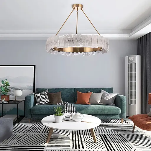 Латунна люстра із декоративними пластинами у двох розмірах Line.F Діаметр 60см - фото 9