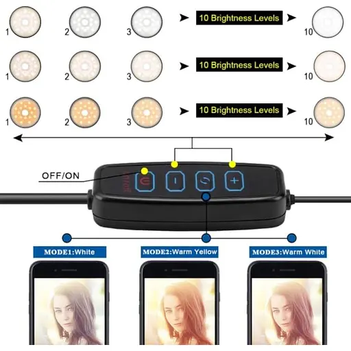 Кільцева LED лампа Puluz SYA0014601 зі штативом для телефону - фото 3