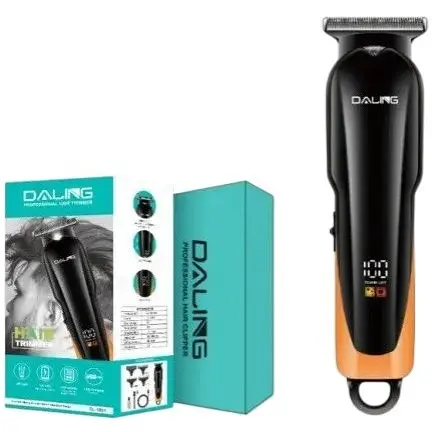 Акумуляторна машинка Daling DL‑1851 3 в 1 чоловічий триммер для волосся/бороди Електробритва Чорний/Помаранчевий - фото 1