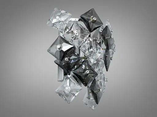 Класичне бра з кришталю на 2 лампи, кольору чорного хрому - фото 2