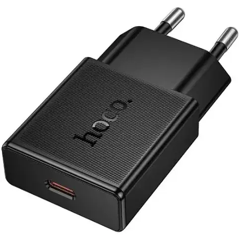 Сетевое зарядное устройство Hoco N72 Speed ​​single-port PD20W ultra-thin charger(EU) Черный - фото 1