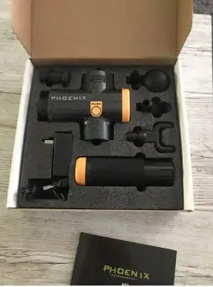 Ударный массажер триггерных точек Phoenix A2 1500mAh 6 насадок 3 скорости Пистолет массажный - фото 6