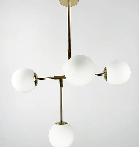 Люстра у каскадному каркасі з матовими плафонами | Арт. AOC 17/5 AB+WT | Line F - фото 2