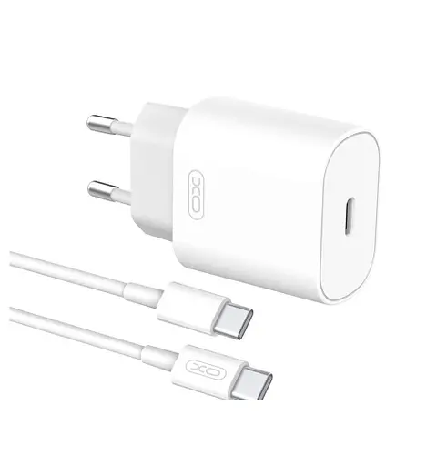 Зарядное устройство комплект с кабелем XO L91 Type-C to Type-C PD 25 W Белый - фото 1