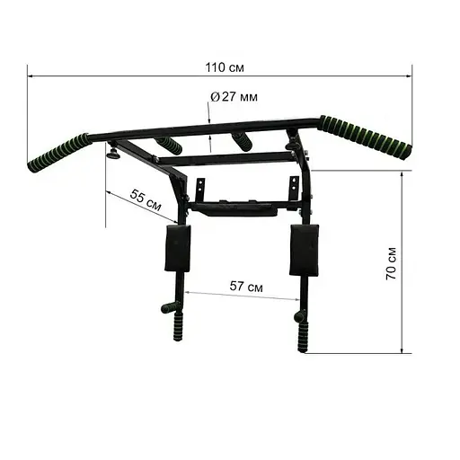 Турнік-бруси настінний Iron 4 в 1 з м'якими ручками чорний NE-TR-4B - фото 3