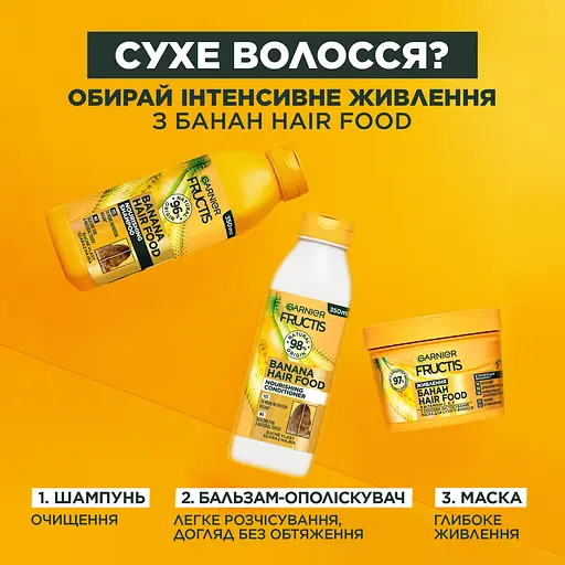 Шампунь Garnier Fructis Hair Food Banana для дуже сухого волосся 350 мл - фото 7