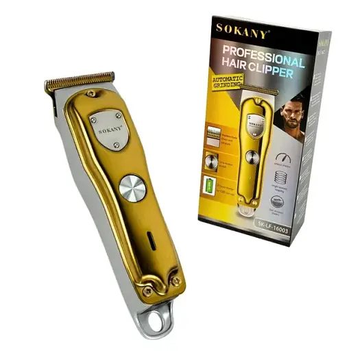 Бездротова машинка для стрижки волосся Sokany SK-LF-16003 4 насадки золотистий - фото 4