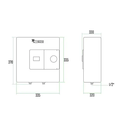Водонагрівач електричний Thermo Alliance, 1500 Вт, мокрий ТЕН, 15 л над мийкою вертикальний, прямокутний, білий (SF15X15N) - фото 4