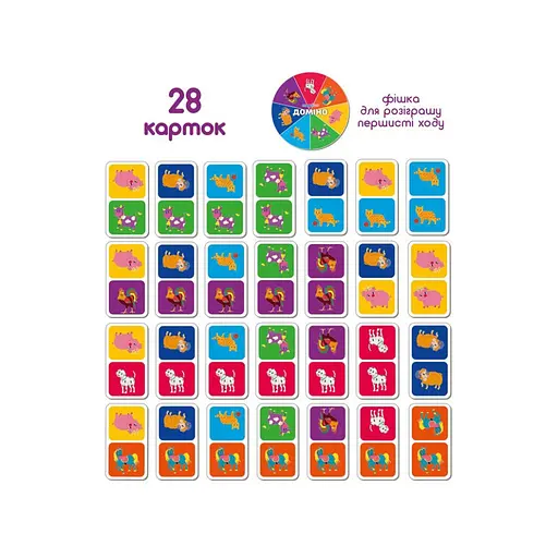 Дитяча розвивальна гра Доміно «Тварини» ME5032-22, 28 карток - фото 3
